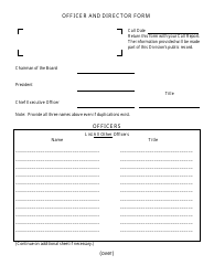 Officer and Director Form - Missouri