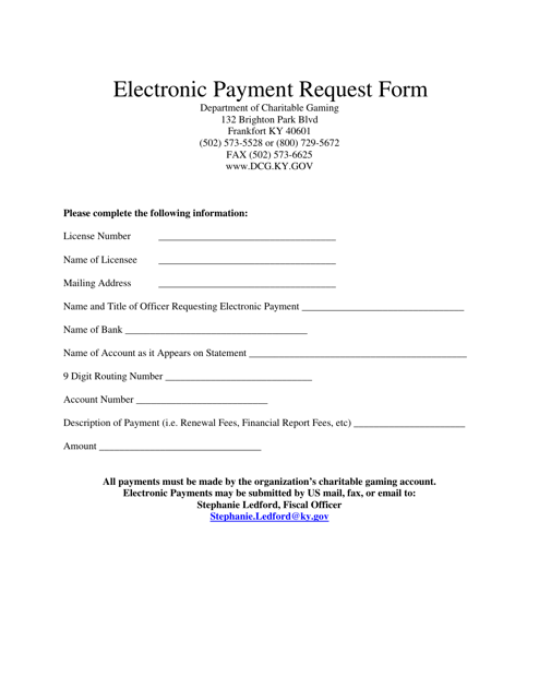 Kentucky Electronic Payment Request Form Download Fillable PDF