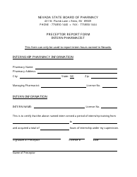 Document preview: Preceptor Report Form - Nevada