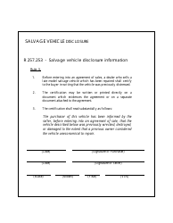 Document preview: Salvage Vehicle Disclosure - Michigan