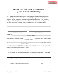 &quot;Servicing Facility Agreement&quot; - Michigan