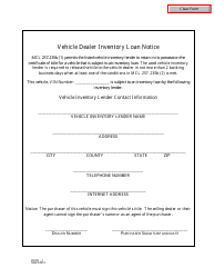 Form BLRD-1 &quot;Vehicle Dealer Inventory Loan Notice&quot; - Michigan