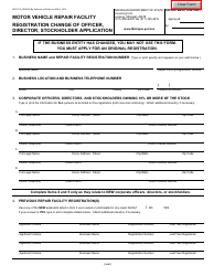 Document preview: Form AR-0175 Repair Facility Change of Officer, Director, Stockholder Application - Michigan
