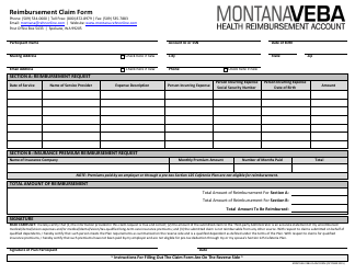 Document preview: Reimbursement Claim Form - Montana