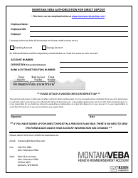 Document preview: Montana Veba Authorization for Direct Deposit - Montana