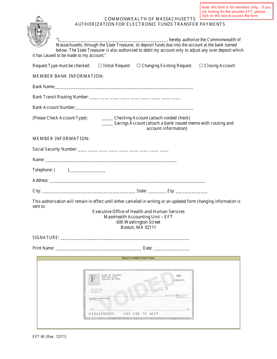 Form EFT M Fill Out Sign Online and Download Printable PDF