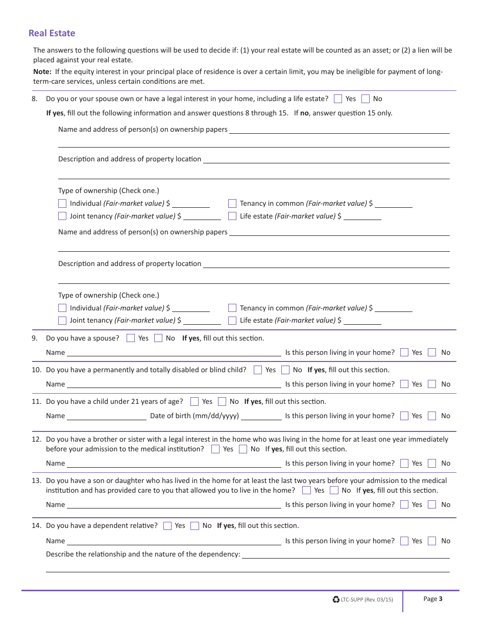 Form LTC-SUPP Long-Term-Care Supplement - Massachusetts, Page 3