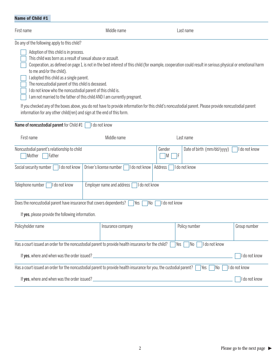 Form NCP-1 Noncustodial Parent Form - Massachusetts, Page 2