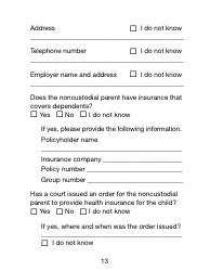 Form NCP-1-LP &quot;Noncustodial Parent Form - Large Print&quot; - Massachusetts, Page 13