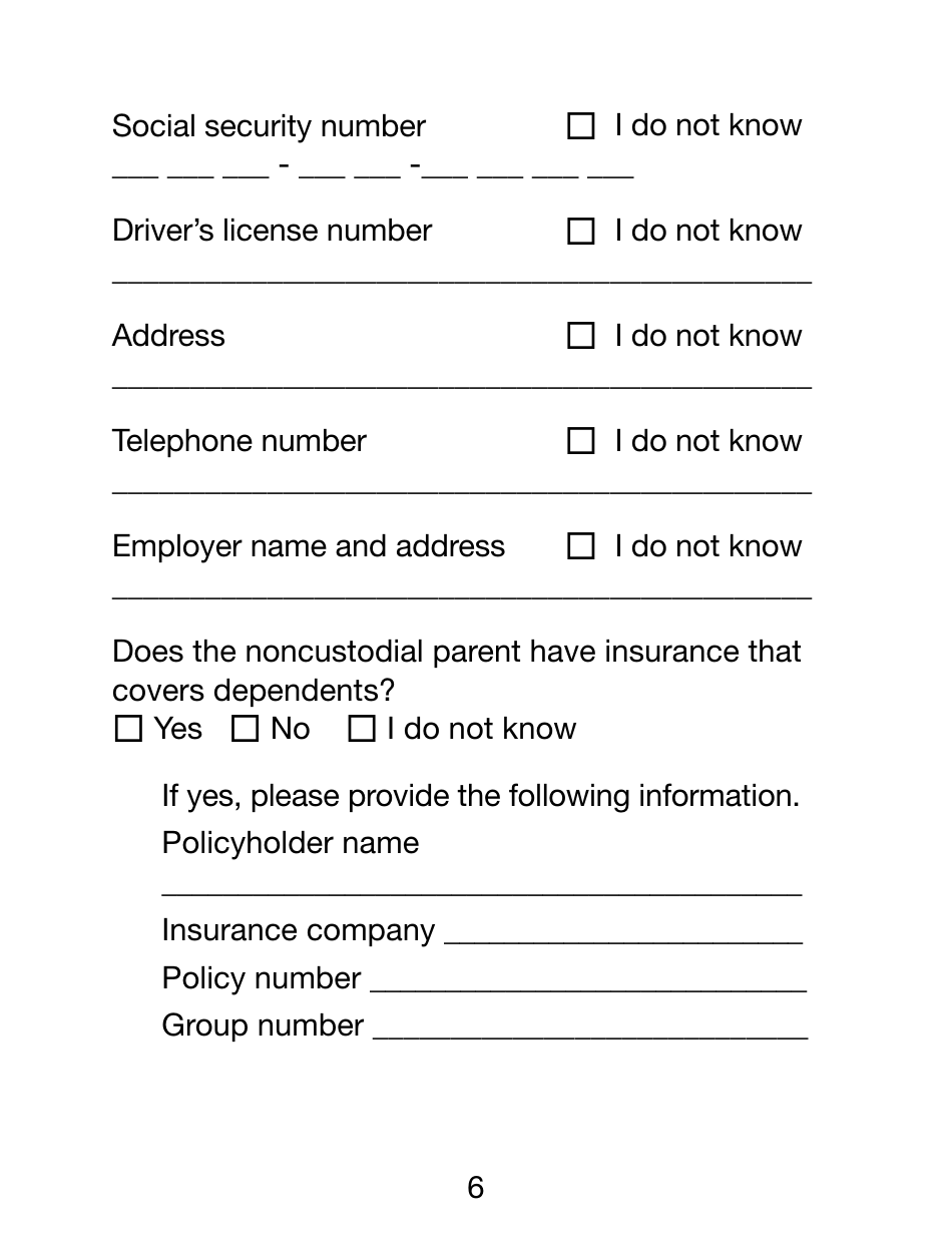 Form NCP-1-LP Noncustodial Parent Form - Large Print - Massachusetts, Page 6