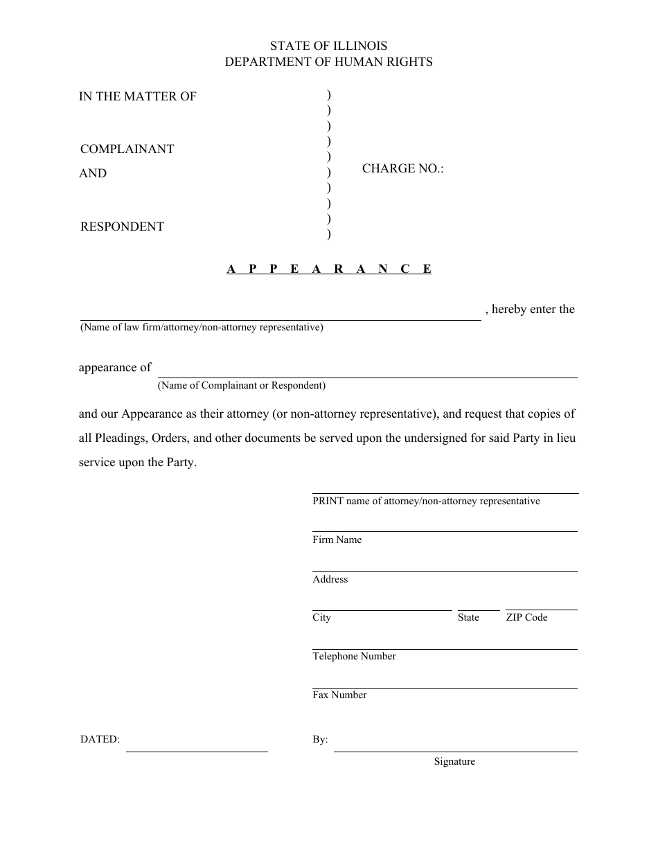 Illinois Appearance - Fill Out, Sign Online and Download PDF ...