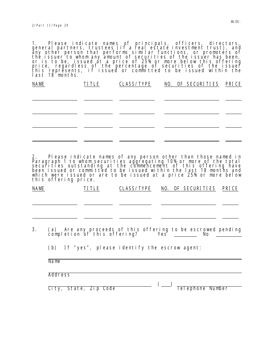 Form MLOE-2 Limited Offering Exemption - Maryland, Page 31
