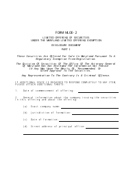 Form MLOE-2 Limited Offering Exemption - Maryland, Page 3