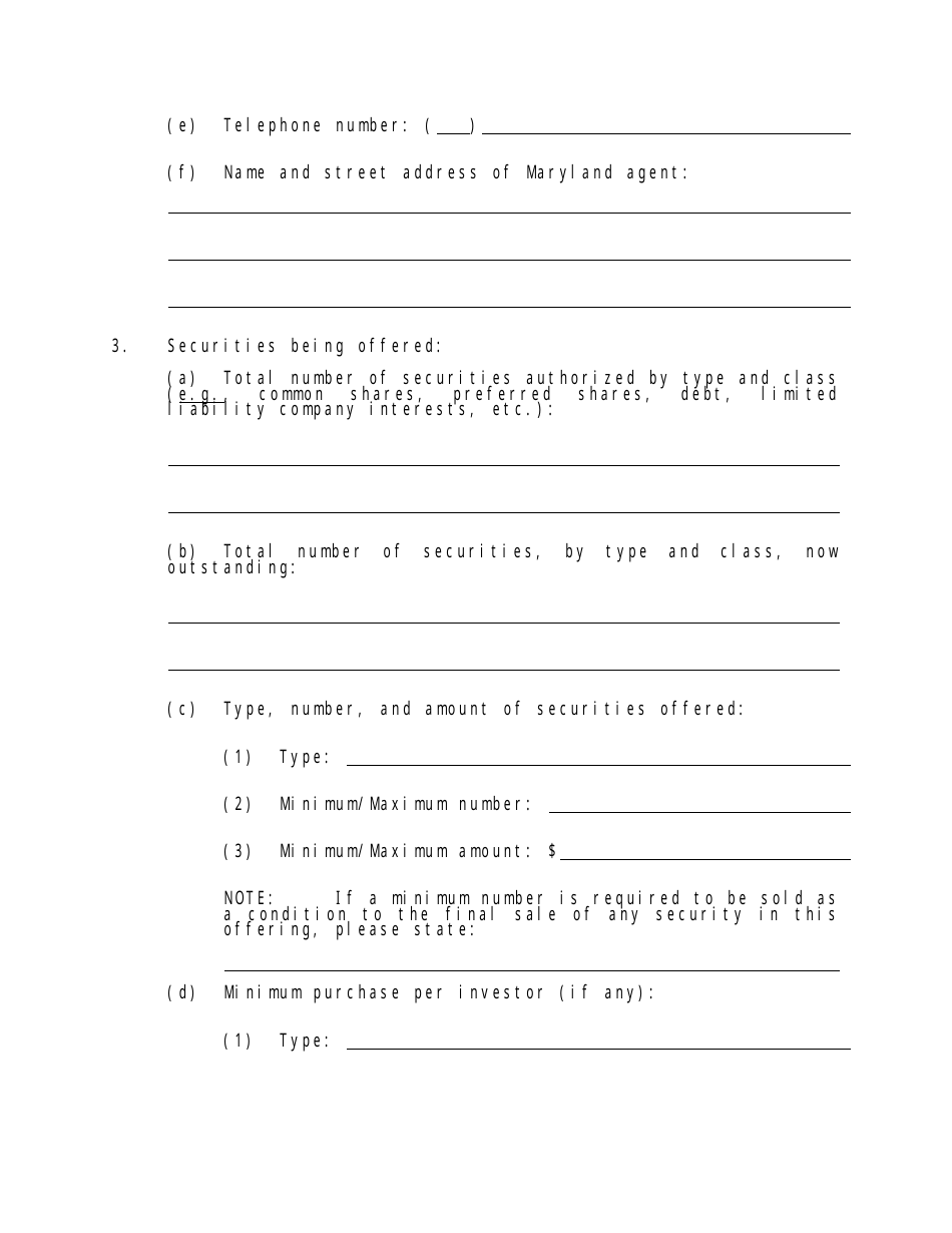 Form MLOE-2 Limited Offering Exemption - Maryland, Page 4