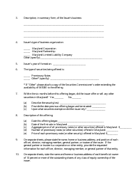 Form MISBE-1 Notice of Maryland Intrastate Business Exemption - Maryland, Page 2