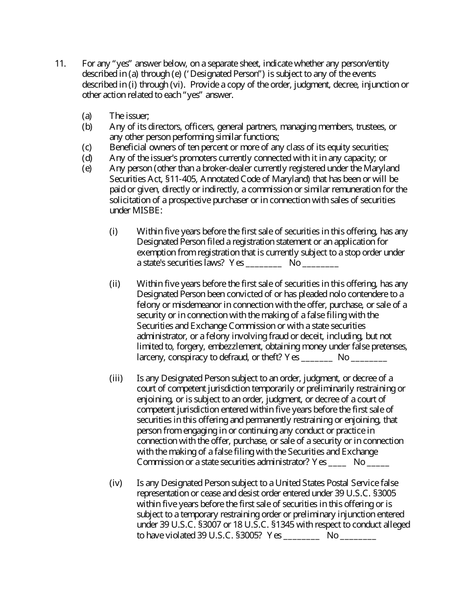 Form MISBE-1 Notice of Maryland Intrastate Business Exemption - Maryland, Page 3