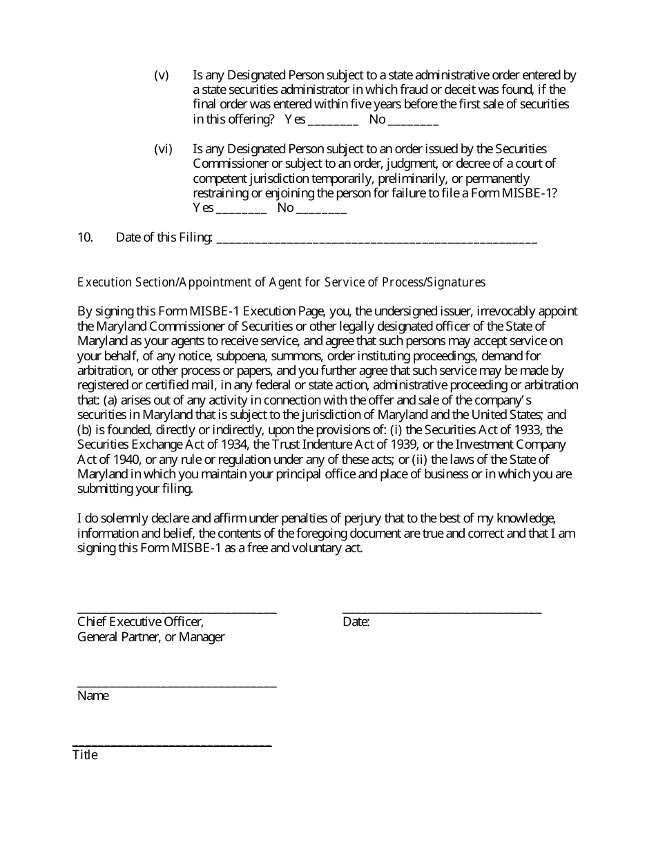 Form MISBE-1 Notice of Maryland Intrastate Business Exemption - Maryland, Page 4