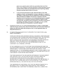 Form MISBE-2 Disclosure Document for a Misbe Offering - Maryland, Page 5
