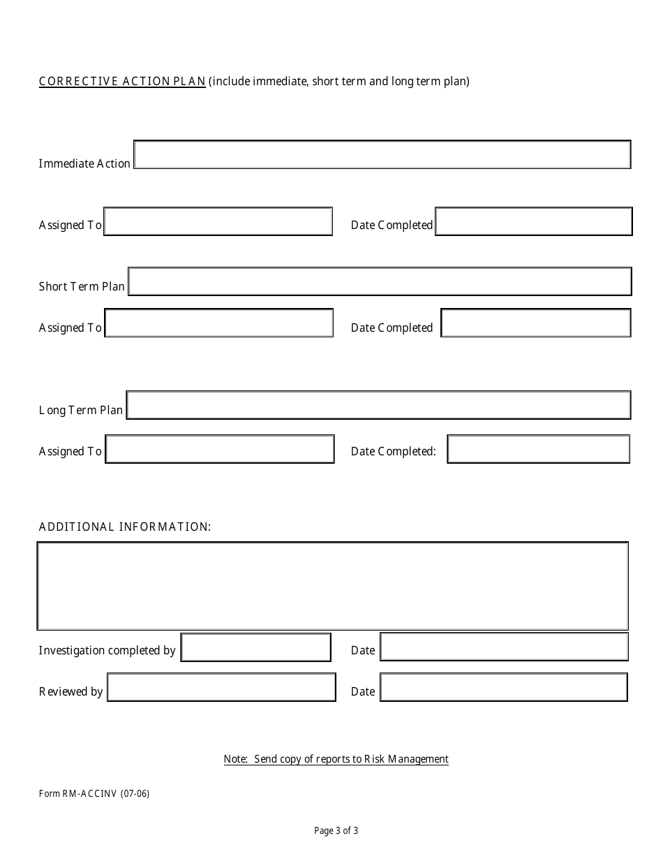 Form RM-ACCINV Supervisor Accident / Injury / Incident Investigation Report - Nevada, Page 3