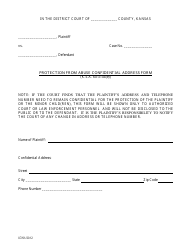 Document preview: Protection From Abuse Confidential Address Form - Kansas