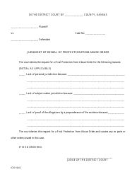 Document preview: Judgment of Denial of Protection From Abuse Order - Kansas