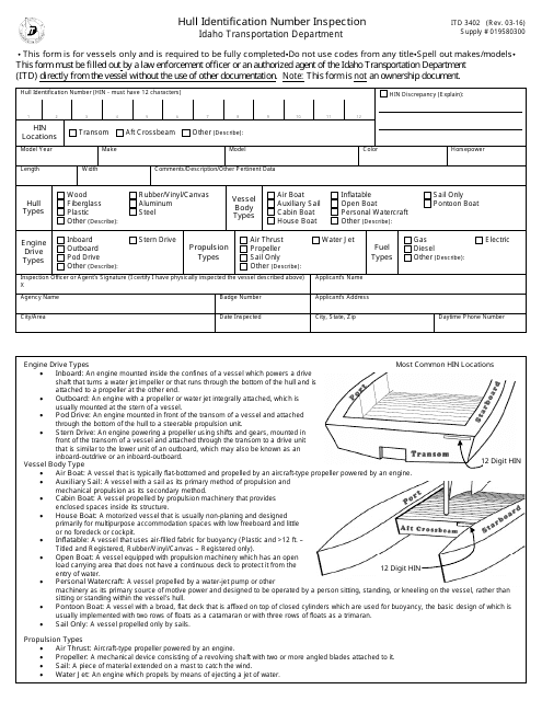Form ITD3402  Printable Pdf