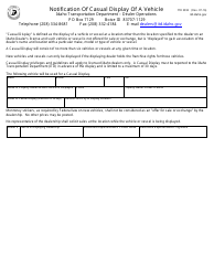 Document preview: Form ITD3932 Notification of Casual Display of a Vehicle - Idaho