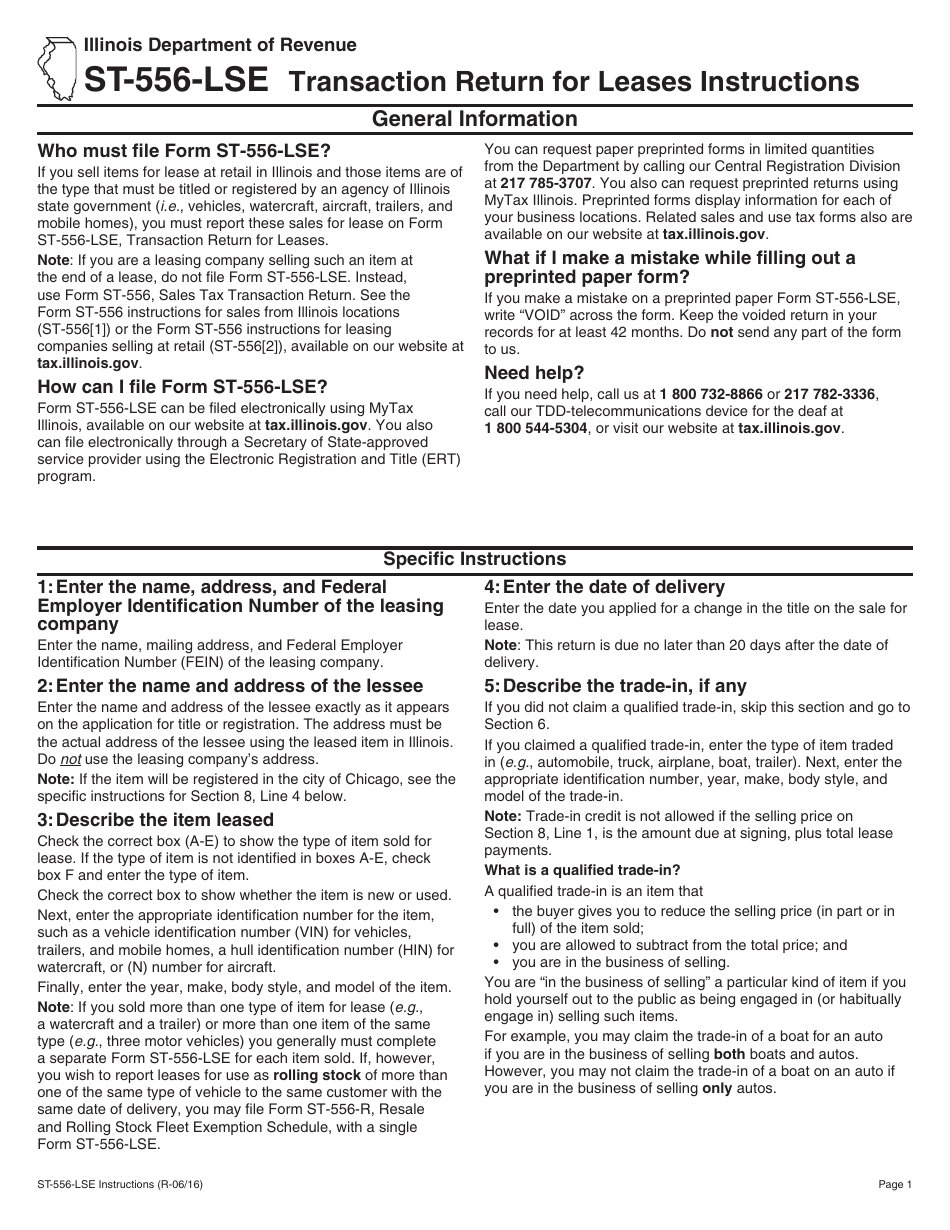 Download Instructions For Form St-556-lse Transaction Return For Leases 
