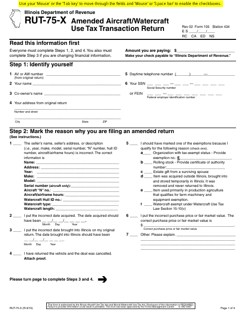Form RUT-75-X (105)  Printable Pdf