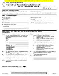 Form RUT-75-X (105) Amended Aircraft/Watercraft Use Tax Transaction Return - Illinois