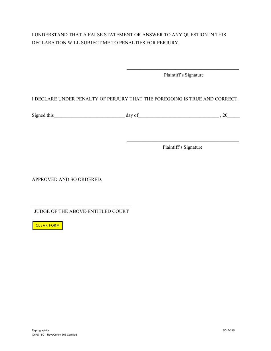 Form 5C-E-245 Declaration in Support of Request to Proceed in Forma Pauperis - Hawaii, Page 3