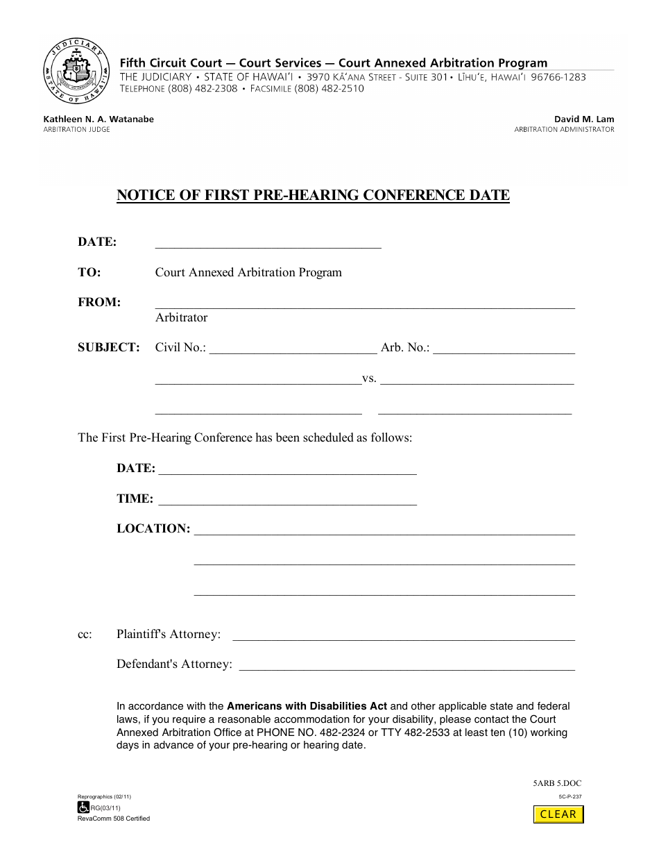 Form 5C-P-237 - Fill Out, Sign Online and Download Fillable PDF, Hawaii ...