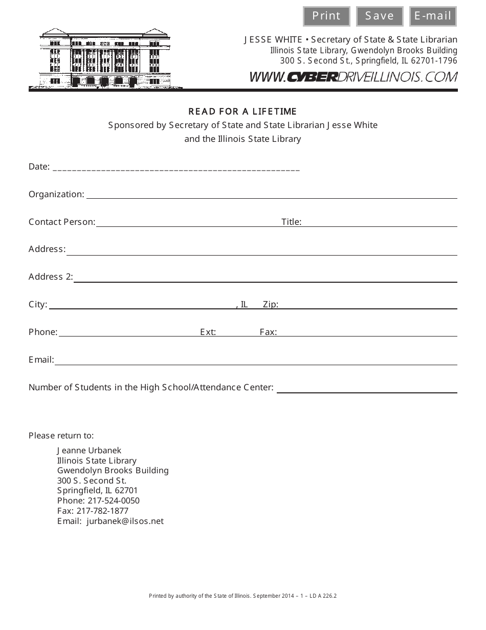 Form LD A226.2 Read for a Lifetime - Illinois, Page 1