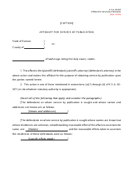 Affidavit for Service by Publication - Kansas