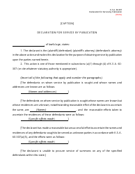 Declaration for Service by Publication - Kansas
