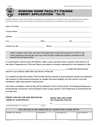 Form CW-22 Nursing Home Facility Fishing Permit Application - Idaho