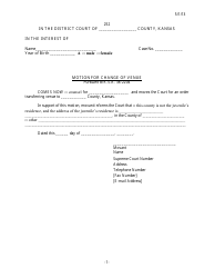 Form 252 Motion for Change of Venue - Kansas