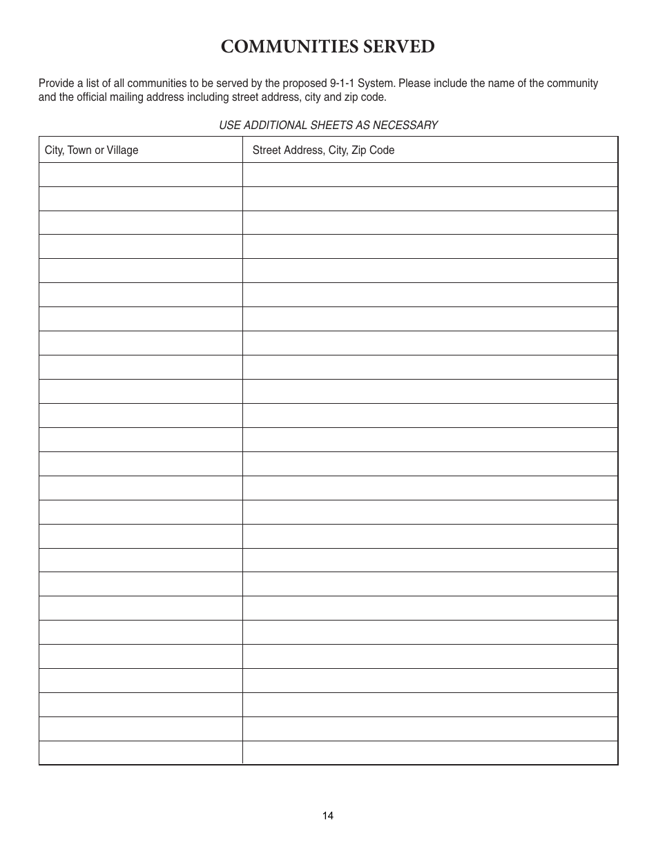 Form ISP7-302 Application for 9-1-1 Consolidation Plan - Illinois, Page 14