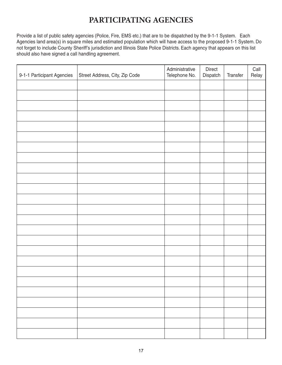 Form ISP7-302 Application for 9-1-1 Consolidation Plan - Illinois, Page 17