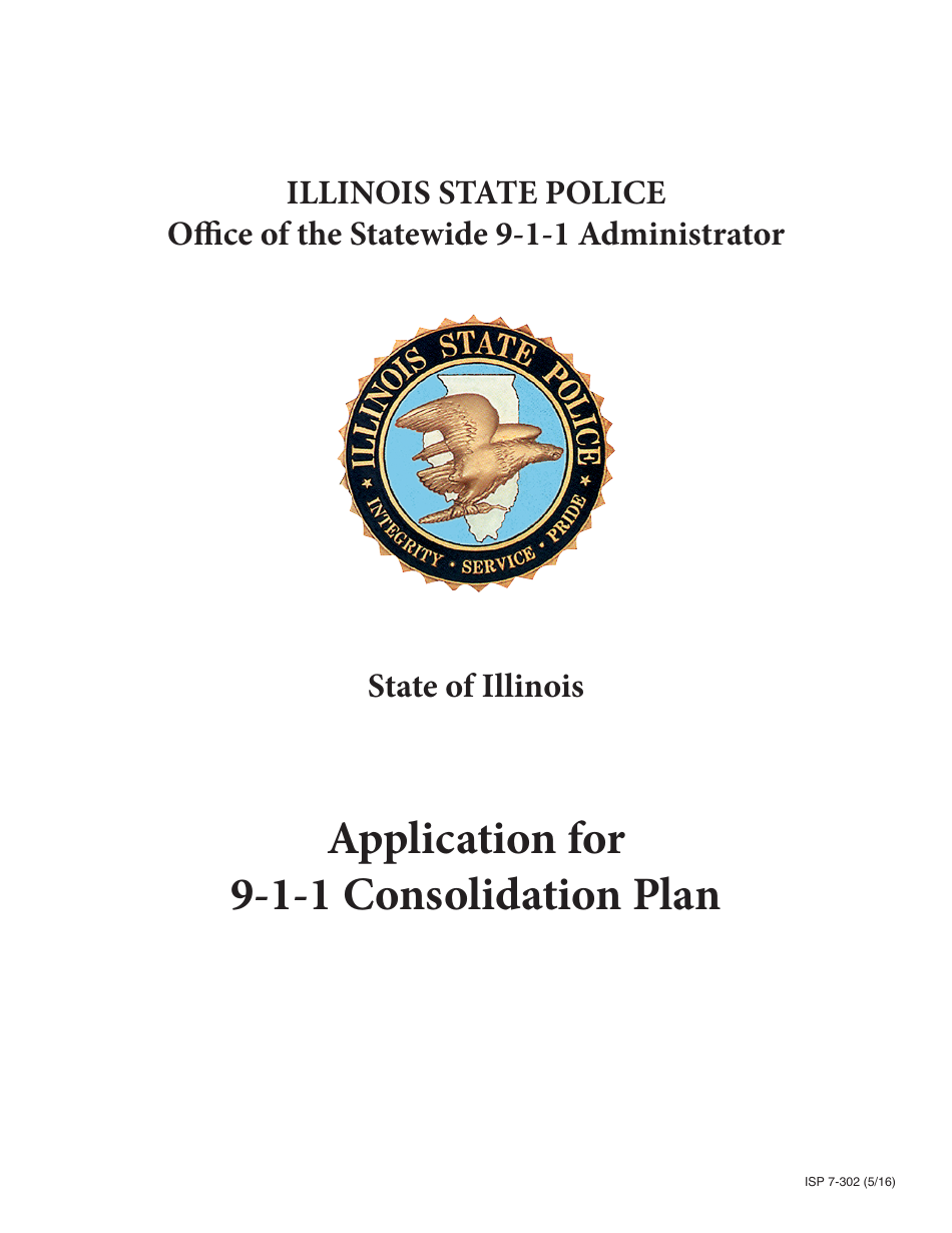 Form ISP7-302 Application for 9-1-1 Consolidation Plan - Illinois, Page 1
