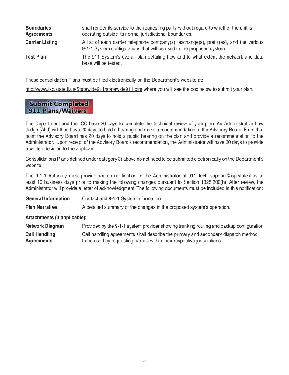 Form ISP7-302 Application for 9-1-1 Consolidation Plan - Illinois, Page 3