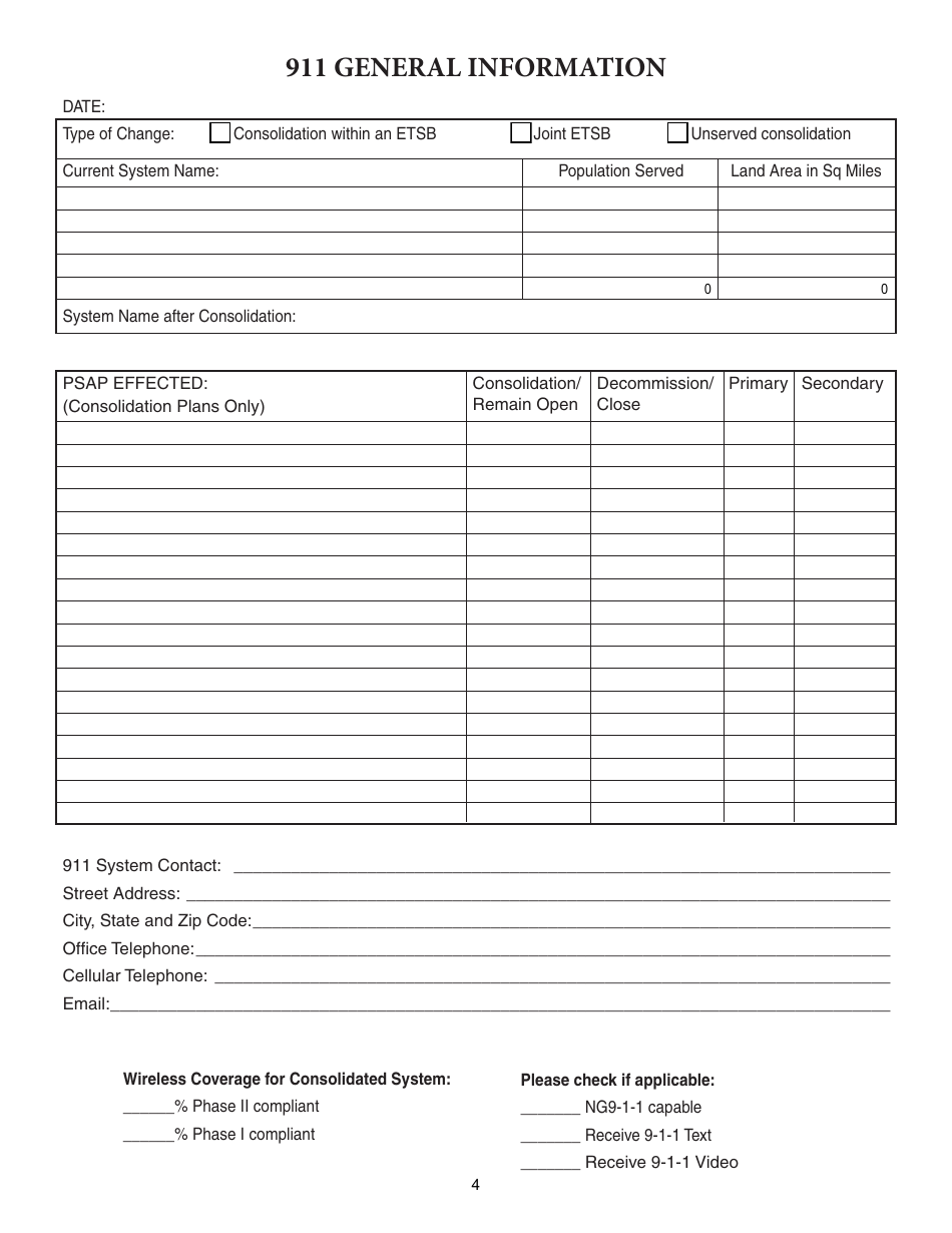 Form ISP7-302 Application for 9-1-1 Consolidation Plan - Illinois, Page 4