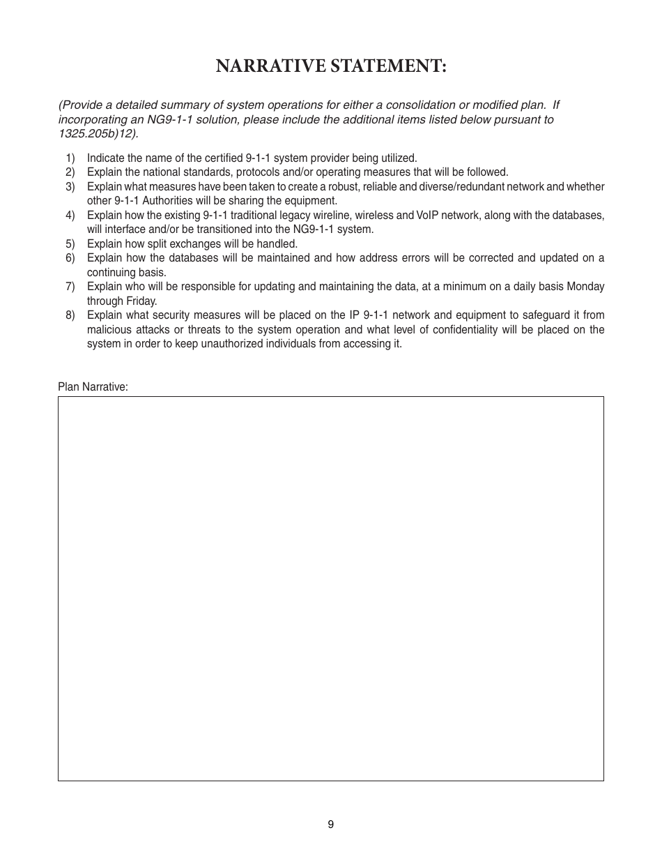 Form ISP7-302 Application for 9-1-1 Consolidation Plan - Illinois, Page 9