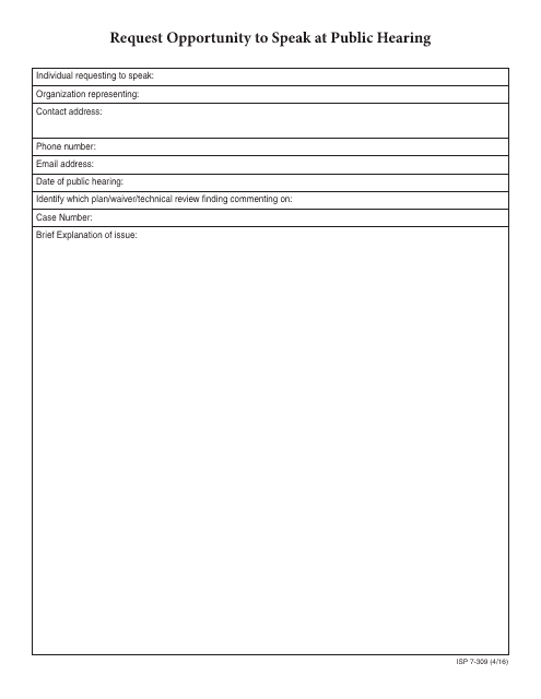 Form ISP7-309  Printable Pdf