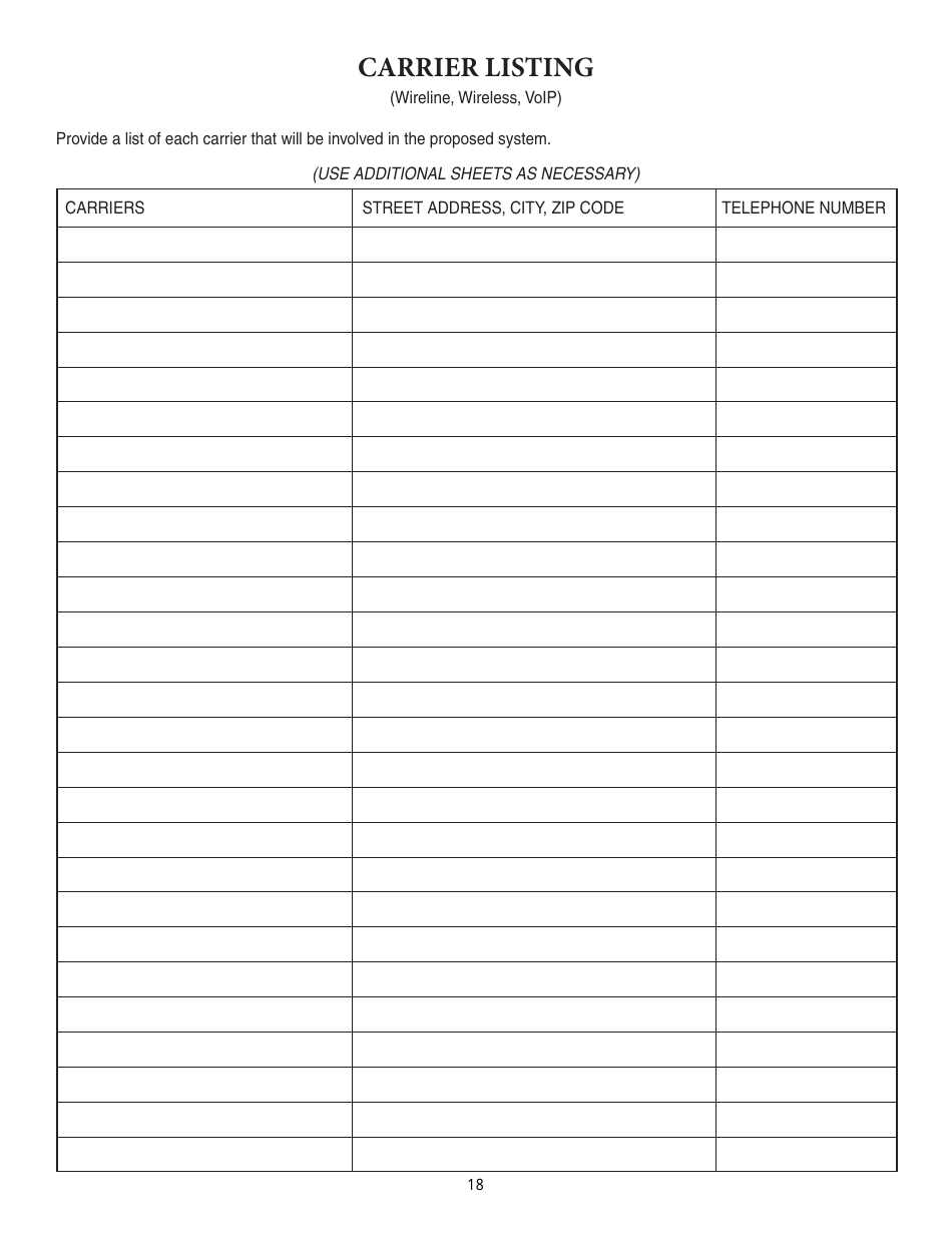 Form ISP7-310 Application for 9-1-1 Modification Plan - Illinois, Page 18