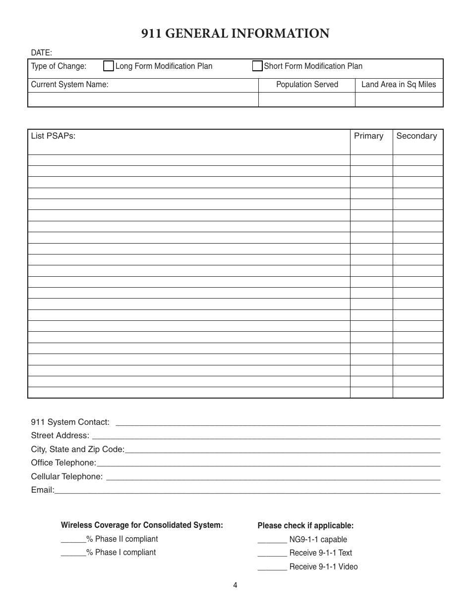Form ISP7-310 Application for 9-1-1 Modification Plan - Illinois, Page 4