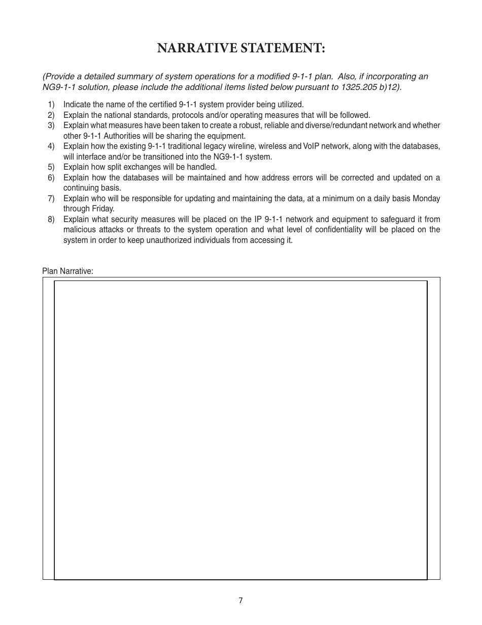 Form ISP7-310 Application for 9-1-1 Modification Plan - Illinois, Page 7