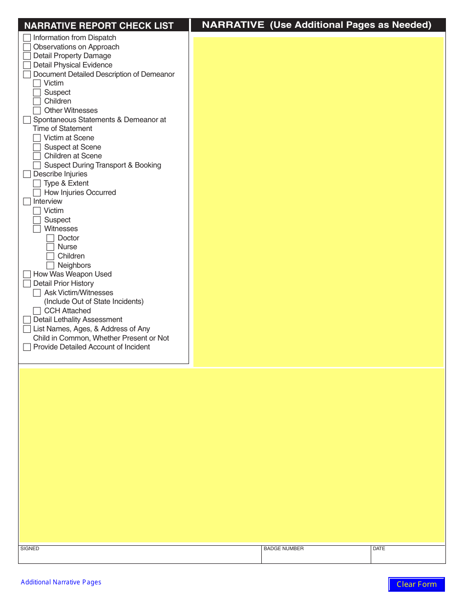 Form DV-001 Standard Domestic Relationship Incident Report - Michigan, Page 4