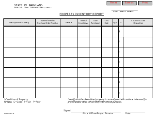 Form VTPC-06 &quot;Property Inventory Report&quot; - Maryland