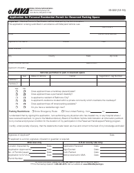 Document preview: Form IS-022 Application for Personal Residential Permit for Reserved Parking Space - Maryland